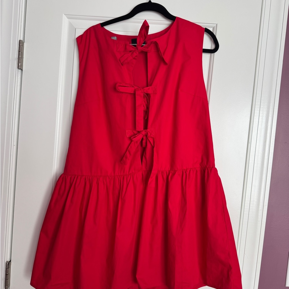 Lumiere Bright Red Bow-Back Mini Dress